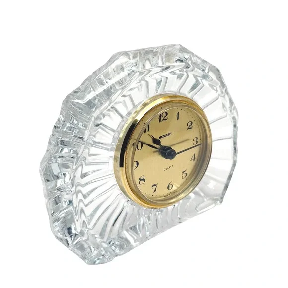 Crystal Desk Clock France Staiger Germany Quartz Cut Glass WORKS w/ Battery - Picture 3 of 16